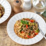 Recette de One Pot : Riz au bœuf, chorizo et légumes préparé au Thermomix