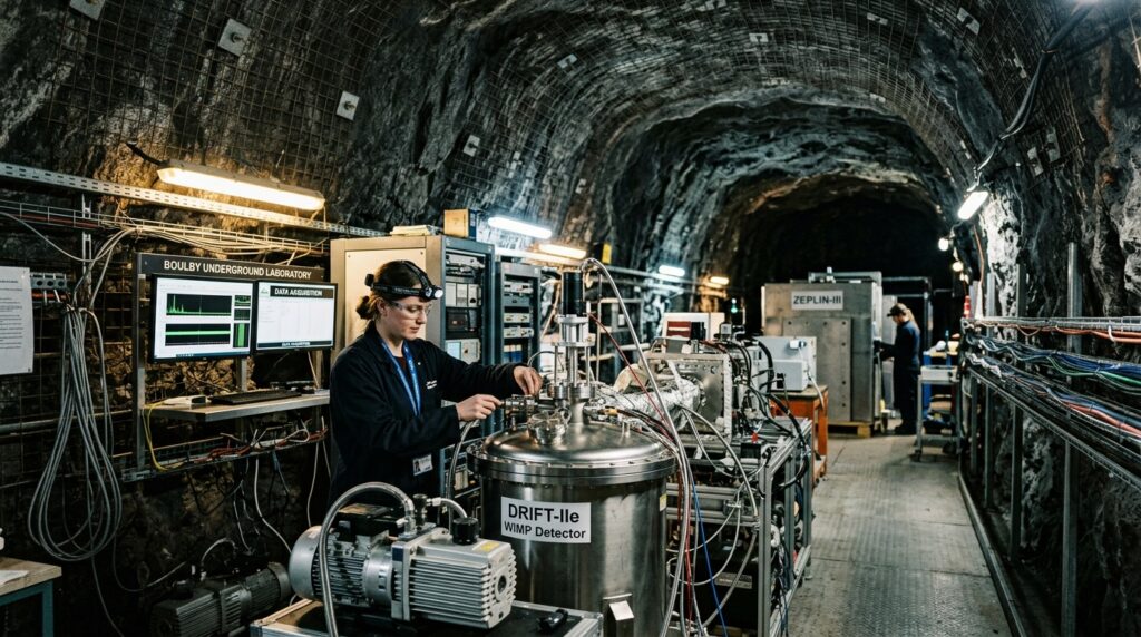 Un appareil britannique doit rester immobile sous 1 400 m de roche pour détecter une particule par an.
